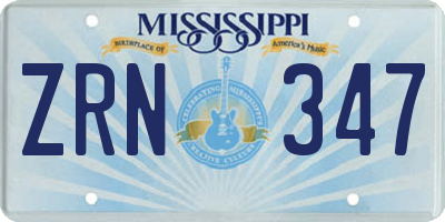 MS license plate ZRN347