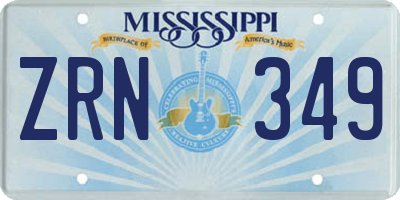MS license plate ZRN349
