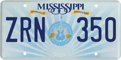 MS license plate ZRN350