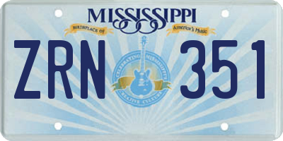MS license plate ZRN351