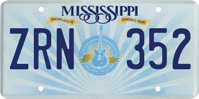 MS license plate ZRN352