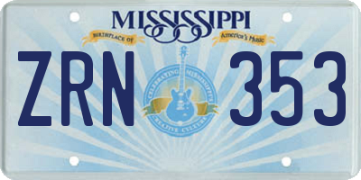 MS license plate ZRN353
