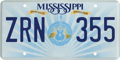 MS license plate ZRN355