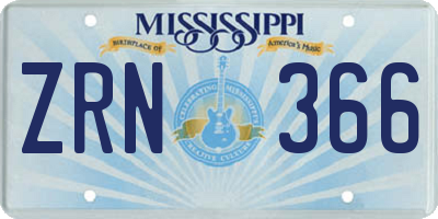 MS license plate ZRN366