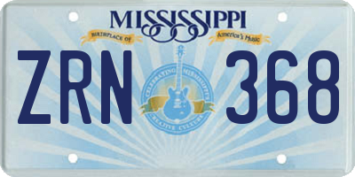 MS license plate ZRN368