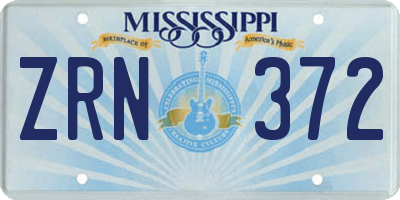 MS license plate ZRN372
