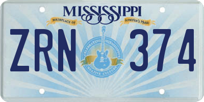 MS license plate ZRN374