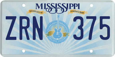 MS license plate ZRN375