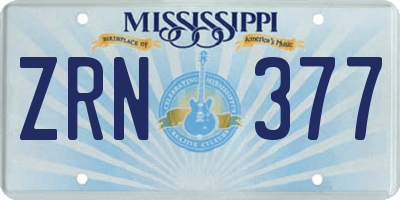 MS license plate ZRN377