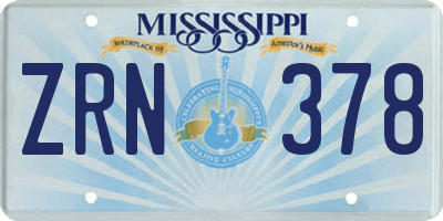MS license plate ZRN378