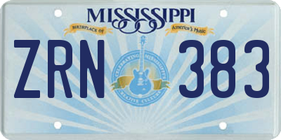 MS license plate ZRN383