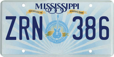 MS license plate ZRN386