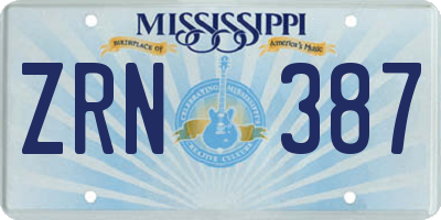 MS license plate ZRN387