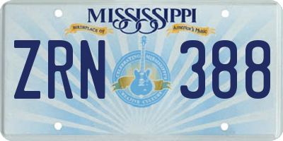 MS license plate ZRN388
