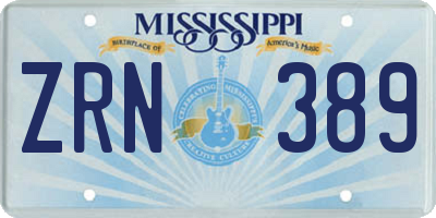 MS license plate ZRN389