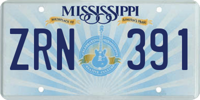 MS license plate ZRN391