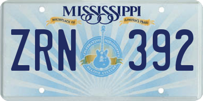 MS license plate ZRN392