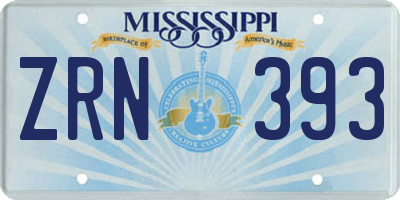 MS license plate ZRN393