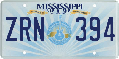 MS license plate ZRN394