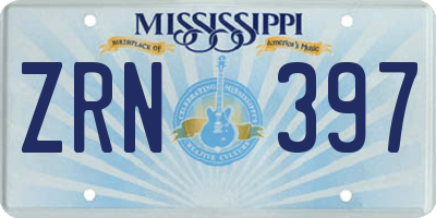 MS license plate ZRN397