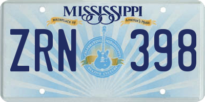 MS license plate ZRN398