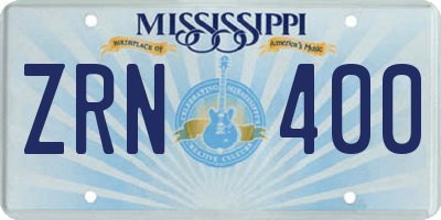 MS license plate ZRN400
