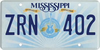 MS license plate ZRN402