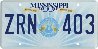 MS license plate ZRN403