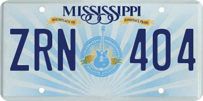 MS license plate ZRN404