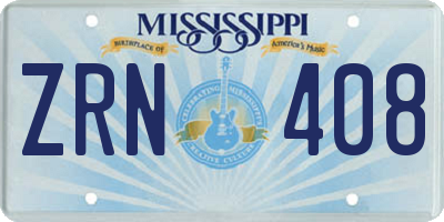 MS license plate ZRN408