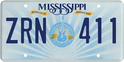 MS license plate ZRN411