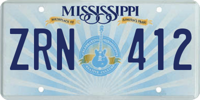 MS license plate ZRN412