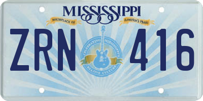 MS license plate ZRN416