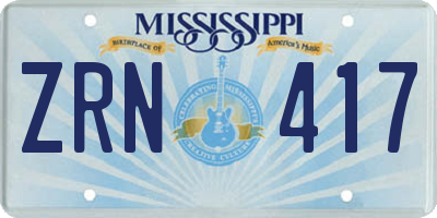 MS license plate ZRN417