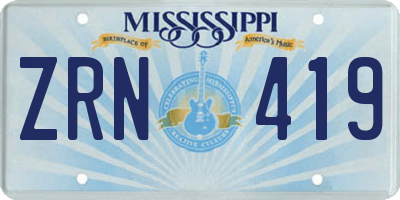 MS license plate ZRN419