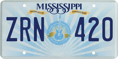 MS license plate ZRN420