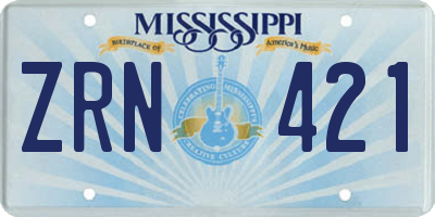 MS license plate ZRN421