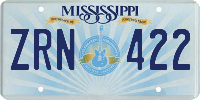 MS license plate ZRN422