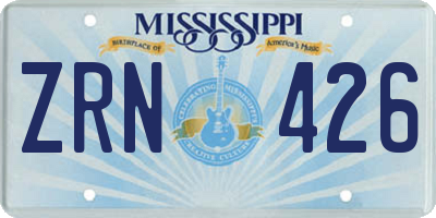 MS license plate ZRN426