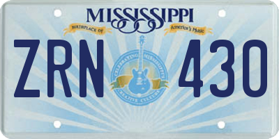 MS license plate ZRN430