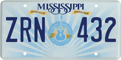 MS license plate ZRN432