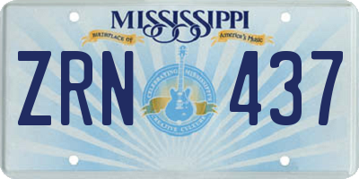 MS license plate ZRN437