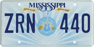 MS license plate ZRN440
