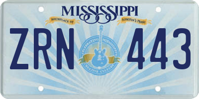 MS license plate ZRN443