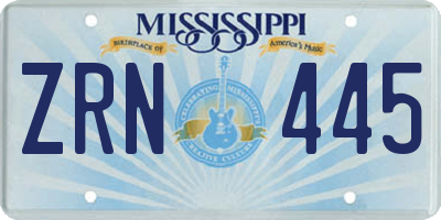 MS license plate ZRN445
