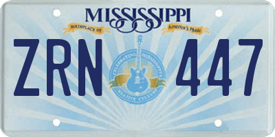 MS license plate ZRN447