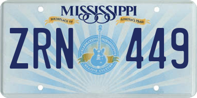 MS license plate ZRN449