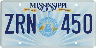 MS license plate ZRN450