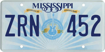 MS license plate ZRN452