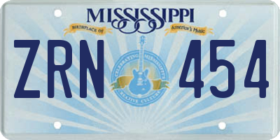 MS license plate ZRN454